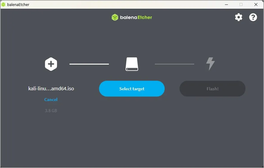 balenaEtcher writing the LeafSDTools image to an SD card