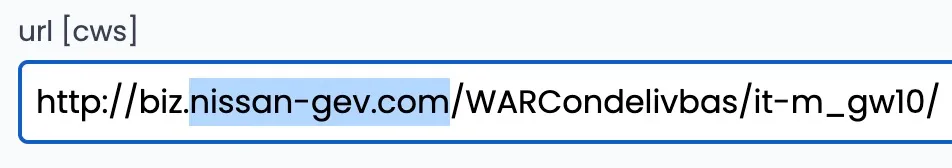 The url [cws] field with the original Nissan URL