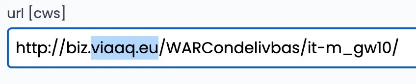 The url [cws] field with the modified URL