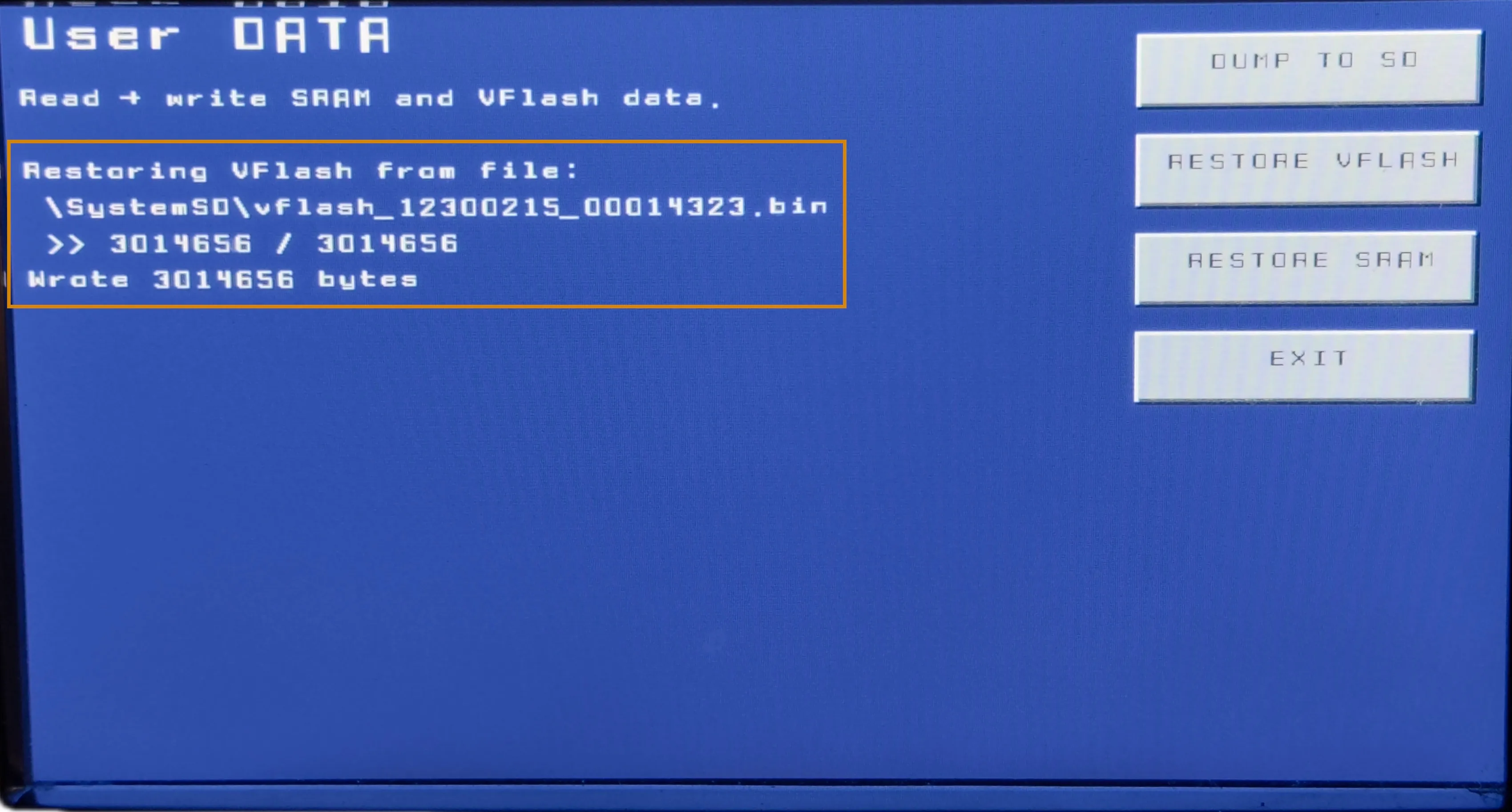 The restore process running