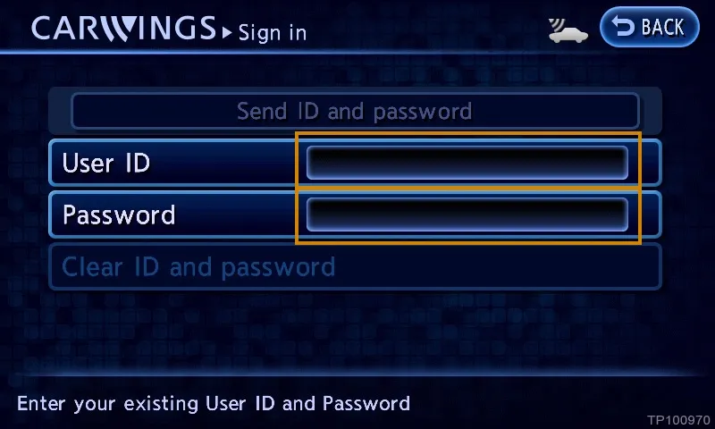 The username and TCU password entry screen